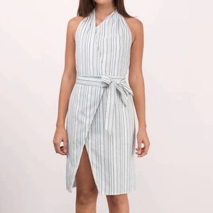Stylestalker Keira Grey Linear Striped Midi Dress